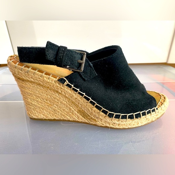 Toms Espadrilles Wedge Black Suede Sz 7 - Picture 6 of 9